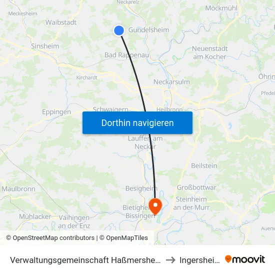 Verwaltungsgemeinschaft Haßmersheim to Ingersheim map