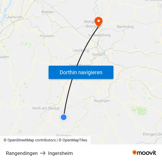 Rangendingen to Ingersheim map