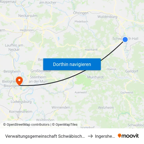 Verwaltungsgemeinschaft Schwäbisch Hall to Ingersheim map