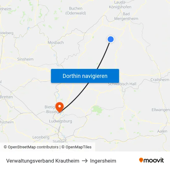 Verwaltungsverband Krautheim to Ingersheim map