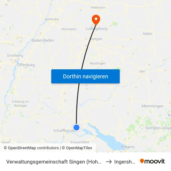 Verwaltungsgemeinschaft Singen (Hohentwiel) to Ingersheim map