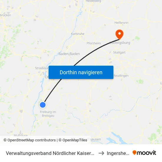 Verwaltungsverband Nördlicher Kaiserstuhl to Ingersheim map