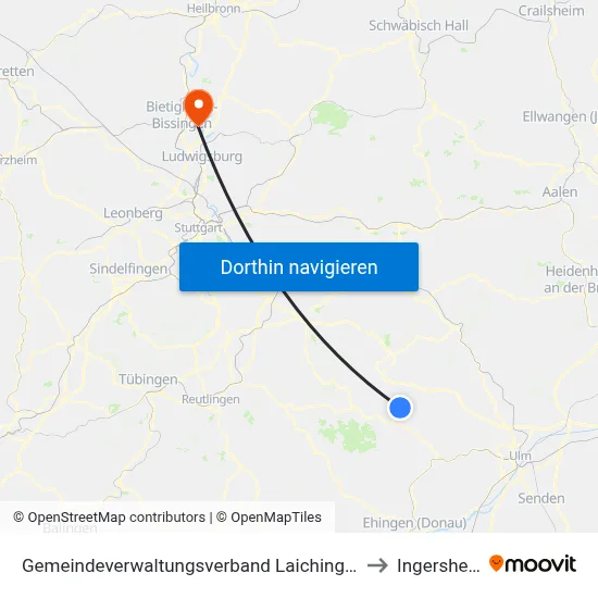 Gemeindeverwaltungsverband Laichinger Alb to Ingersheim map
