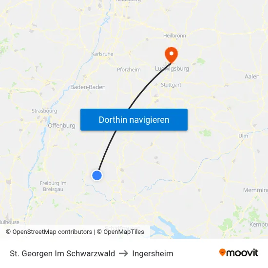 St. Georgen Im Schwarzwald to Ingersheim map