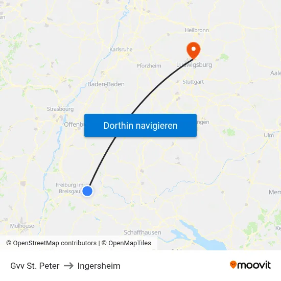 Gvv St. Peter to Ingersheim map