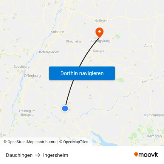 Dauchingen to Ingersheim map