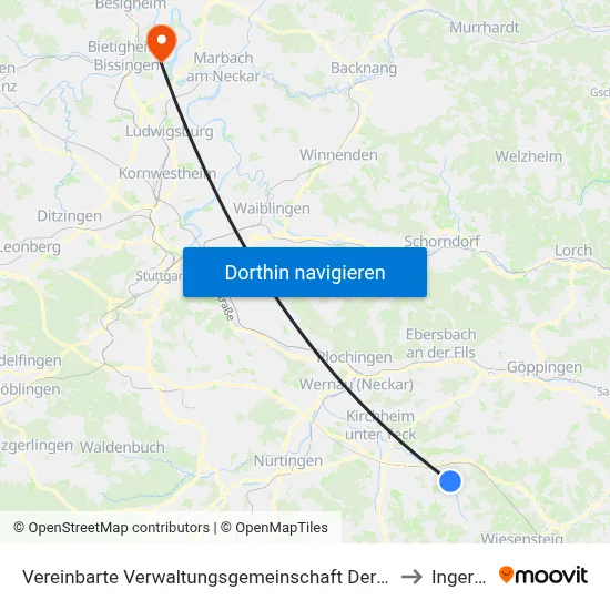 Vereinbarte Verwaltungsgemeinschaft Der Stadt Weilheim An Der Teck to Ingersheim map