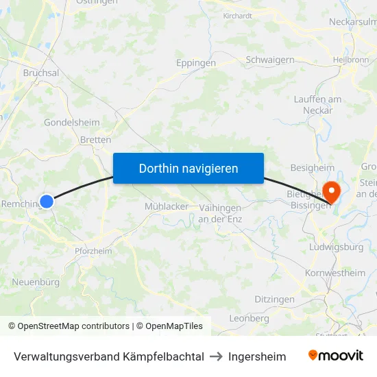 Verwaltungsverband Kämpfelbachtal to Ingersheim map