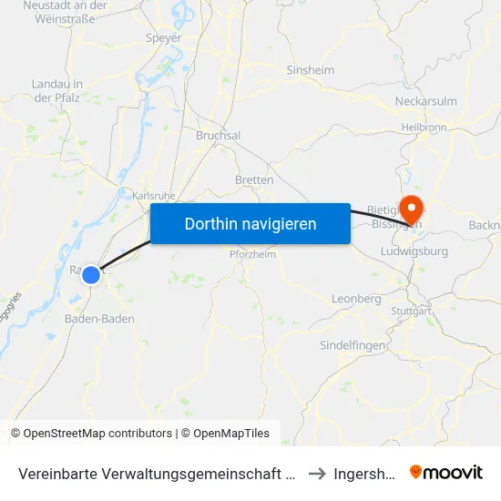 Vereinbarte Verwaltungsgemeinschaft Rastatt to Ingersheim map