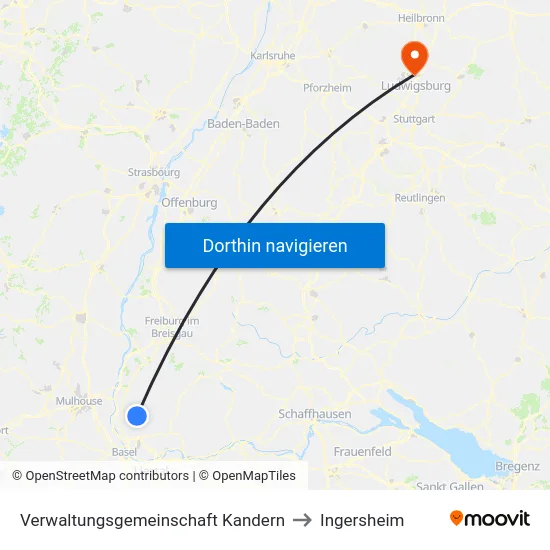 Verwaltungsgemeinschaft Kandern to Ingersheim map