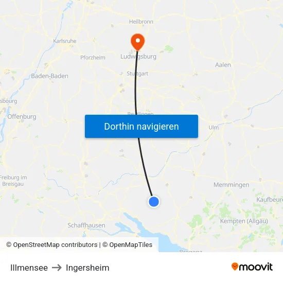 Illmensee to Ingersheim map