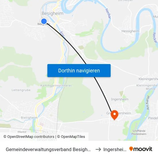 Gemeindeverwaltungsverband Besigheim to Ingersheim map