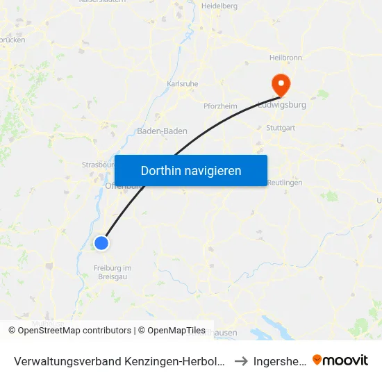 Verwaltungsverband Kenzingen-Herbolzheim to Ingersheim map