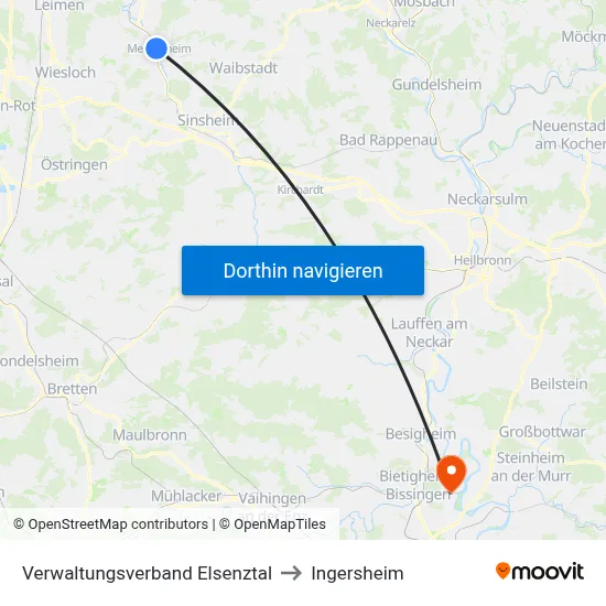Verwaltungsverband Elsenztal to Ingersheim map
