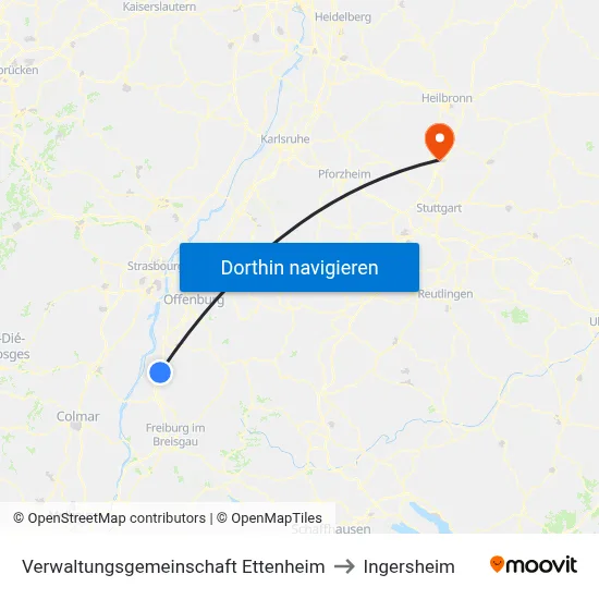 Verwaltungsgemeinschaft Ettenheim to Ingersheim map