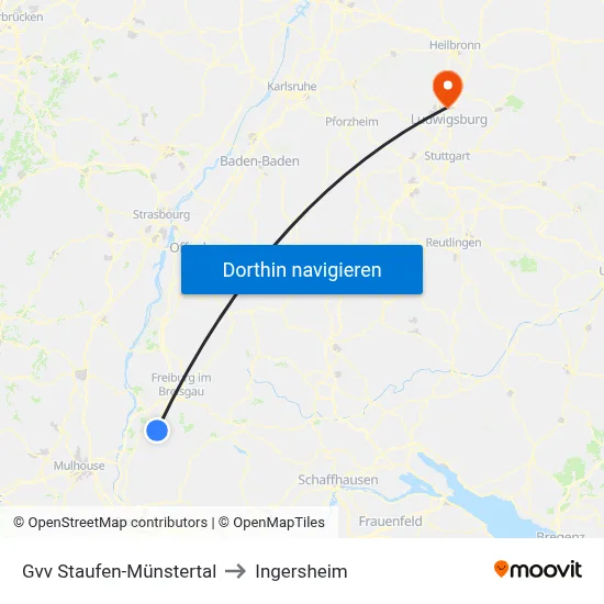 Gvv Staufen-Münstertal to Ingersheim map