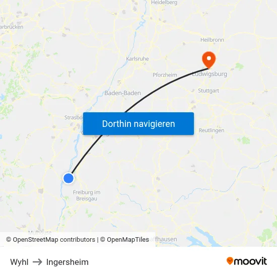 Wyhl to Ingersheim map
