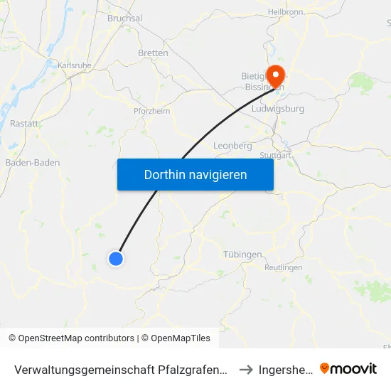 Verwaltungsgemeinschaft Pfalzgrafenweiler to Ingersheim map