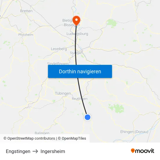 Engstingen to Ingersheim map