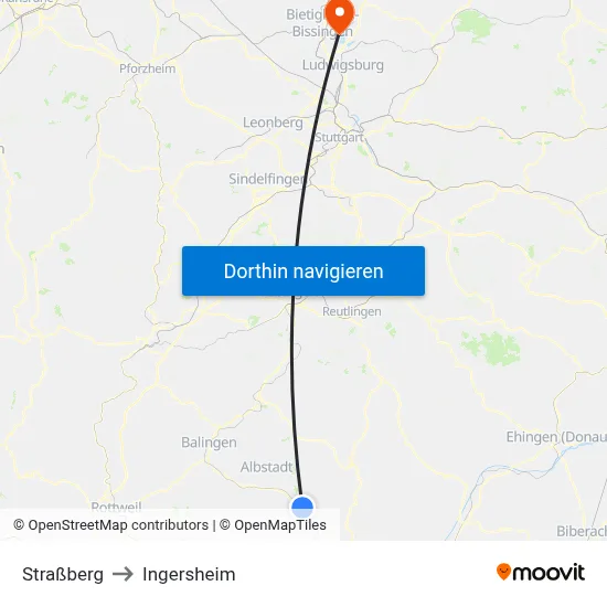 Straßberg to Ingersheim map