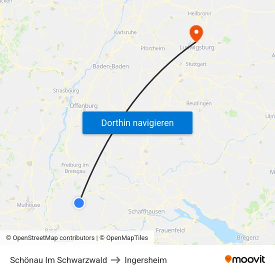 Schönau Im Schwarzwald to Ingersheim map