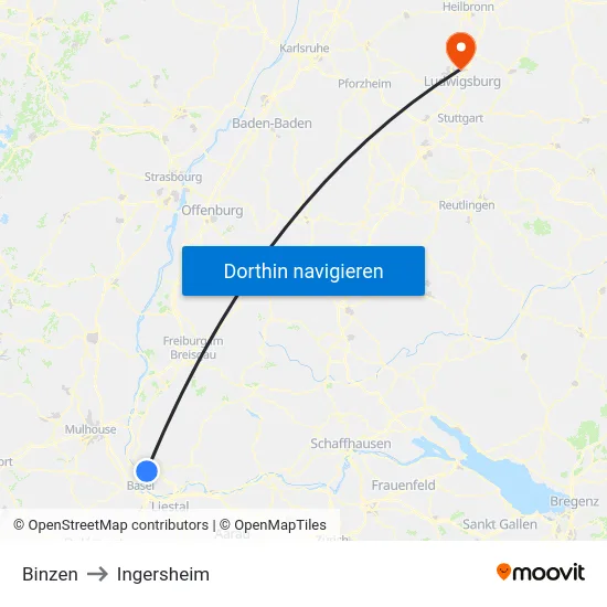 Binzen to Ingersheim map