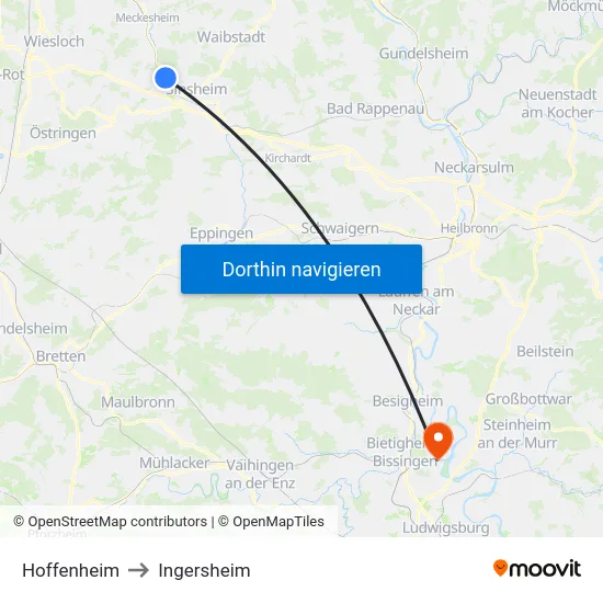 Hoffenheim to Ingersheim map