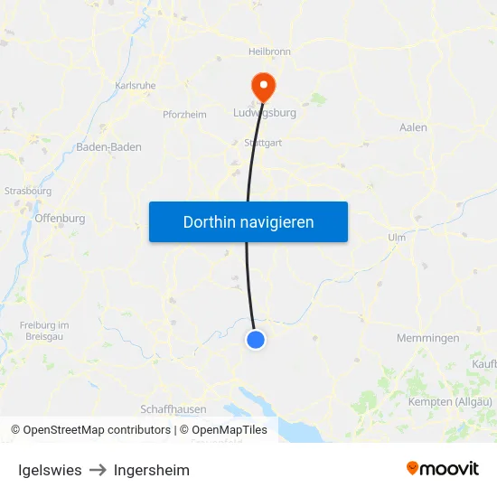 Igelswies to Ingersheim map