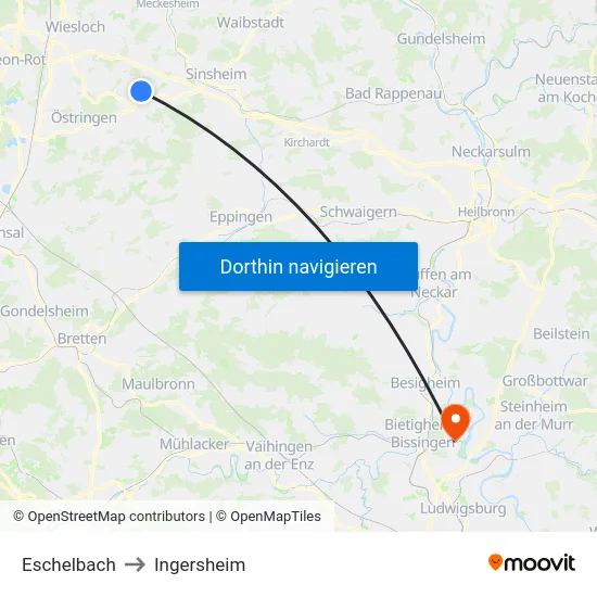 Eschelbach to Ingersheim map