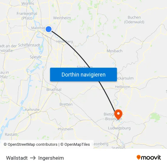 Wallstadt to Ingersheim map
