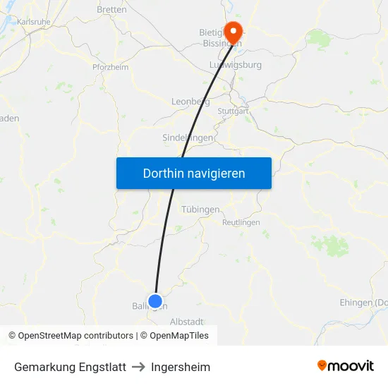 Gemarkung Engstlatt to Ingersheim map