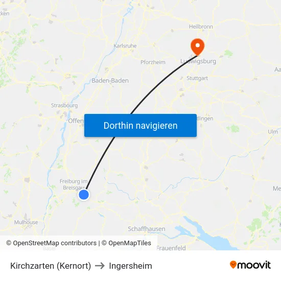 Kirchzarten (Kernort) to Ingersheim map