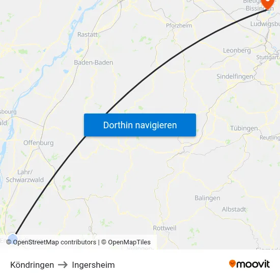 Köndringen to Ingersheim map