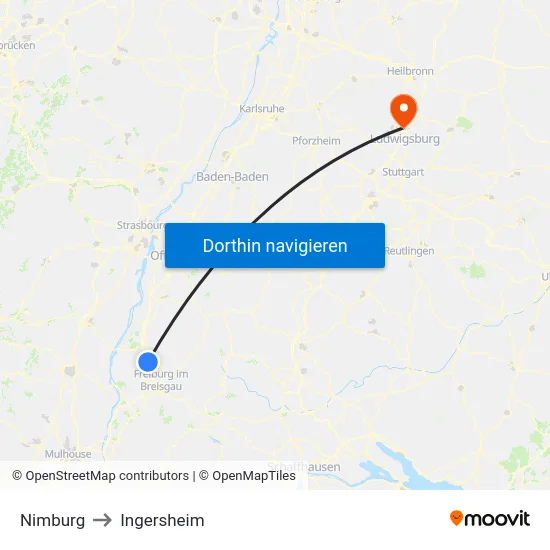 Nimburg to Ingersheim map