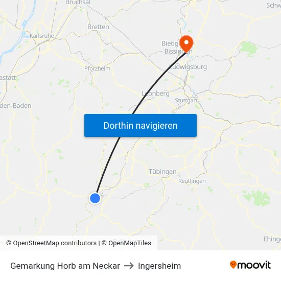 Gemarkung Horb am Neckar to Ingersheim map