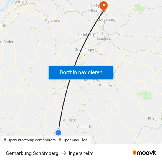 Gemarkung Schömberg to Ingersheim map