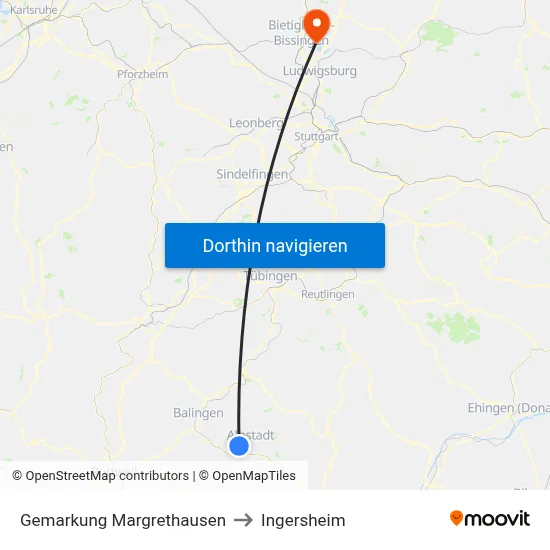 Gemarkung Margrethausen to Ingersheim map