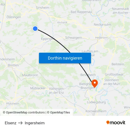 Elsenz to Ingersheim map