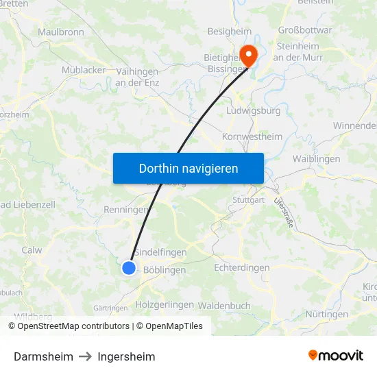 Darmsheim to Ingersheim map