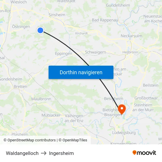 Waldangelloch to Ingersheim map