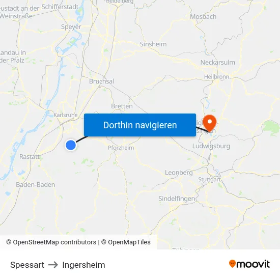 Spessart to Ingersheim map