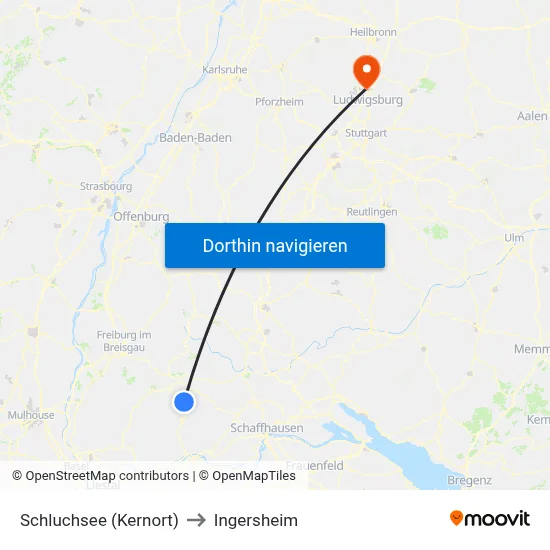 Schluchsee (Kernort) to Ingersheim map