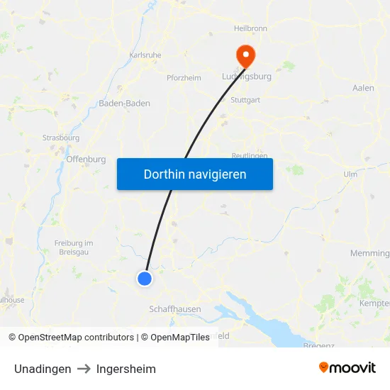 Unadingen to Ingersheim map