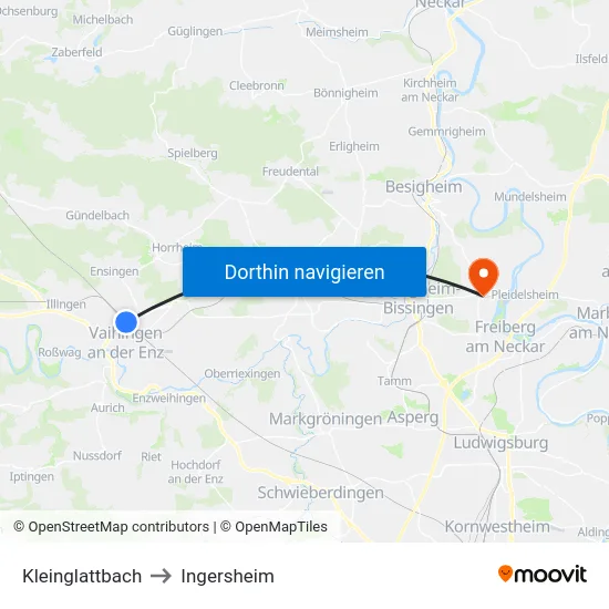 Kleinglattbach to Ingersheim map