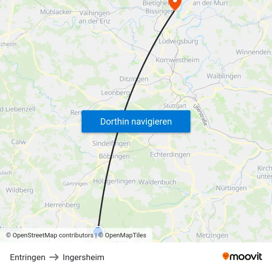 Entringen to Ingersheim map