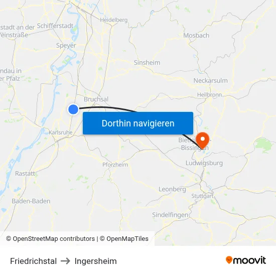 Friedrichstal to Ingersheim map