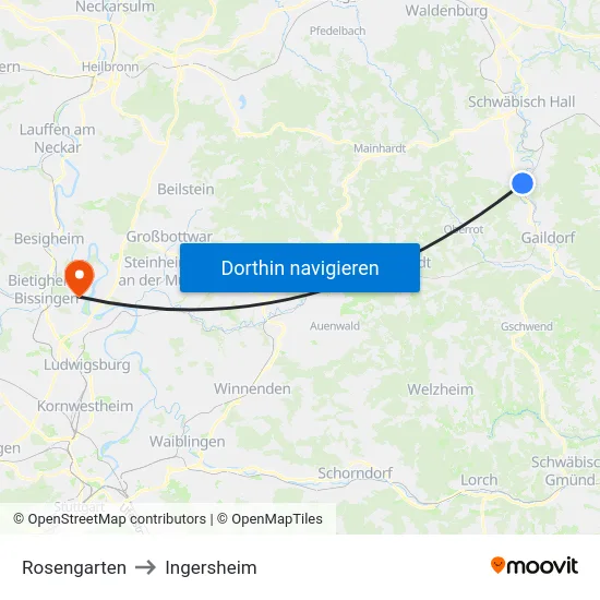 Rosengarten to Ingersheim map