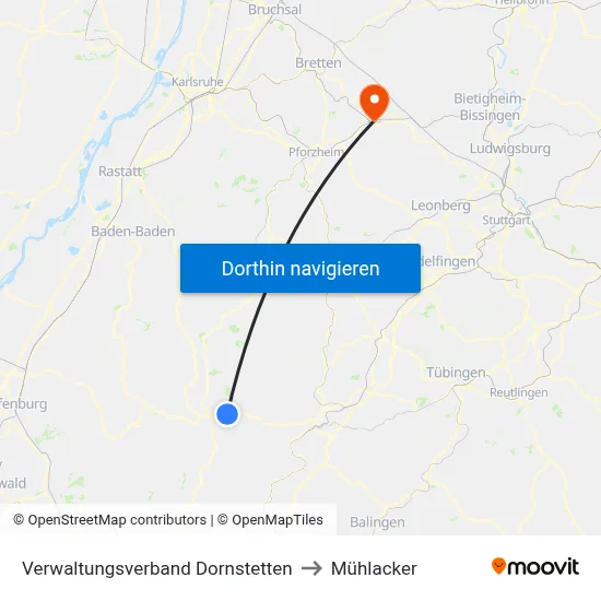 Verwaltungsverband Dornstetten to Mühlacker map