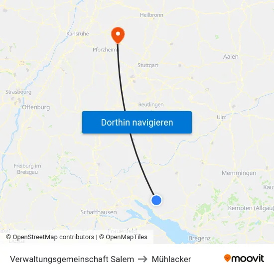 Verwaltungsgemeinschaft Salem to Mühlacker map