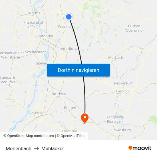 Mörlenbach to Mühlacker map